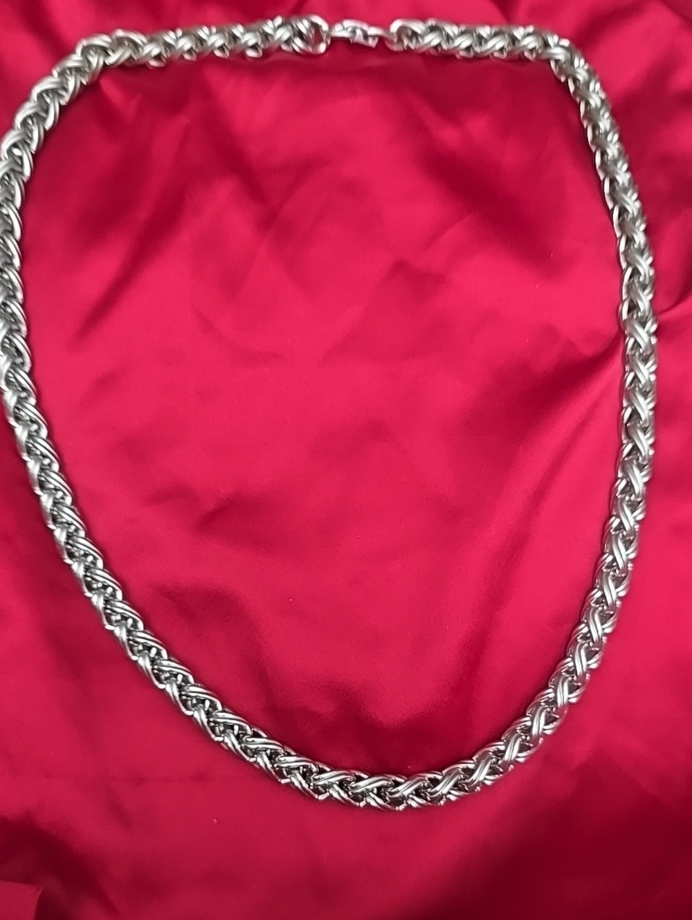 Monet Silver-Tone Braided CHUNKY Chain Necklace.